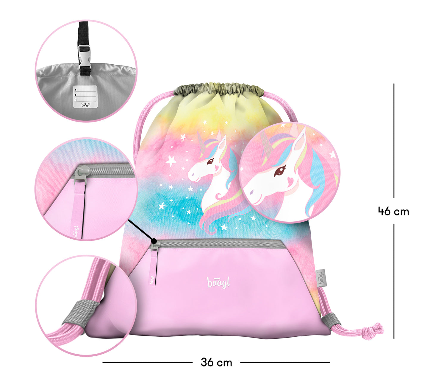 Worek z kieszonką Rainbow Unicorn
