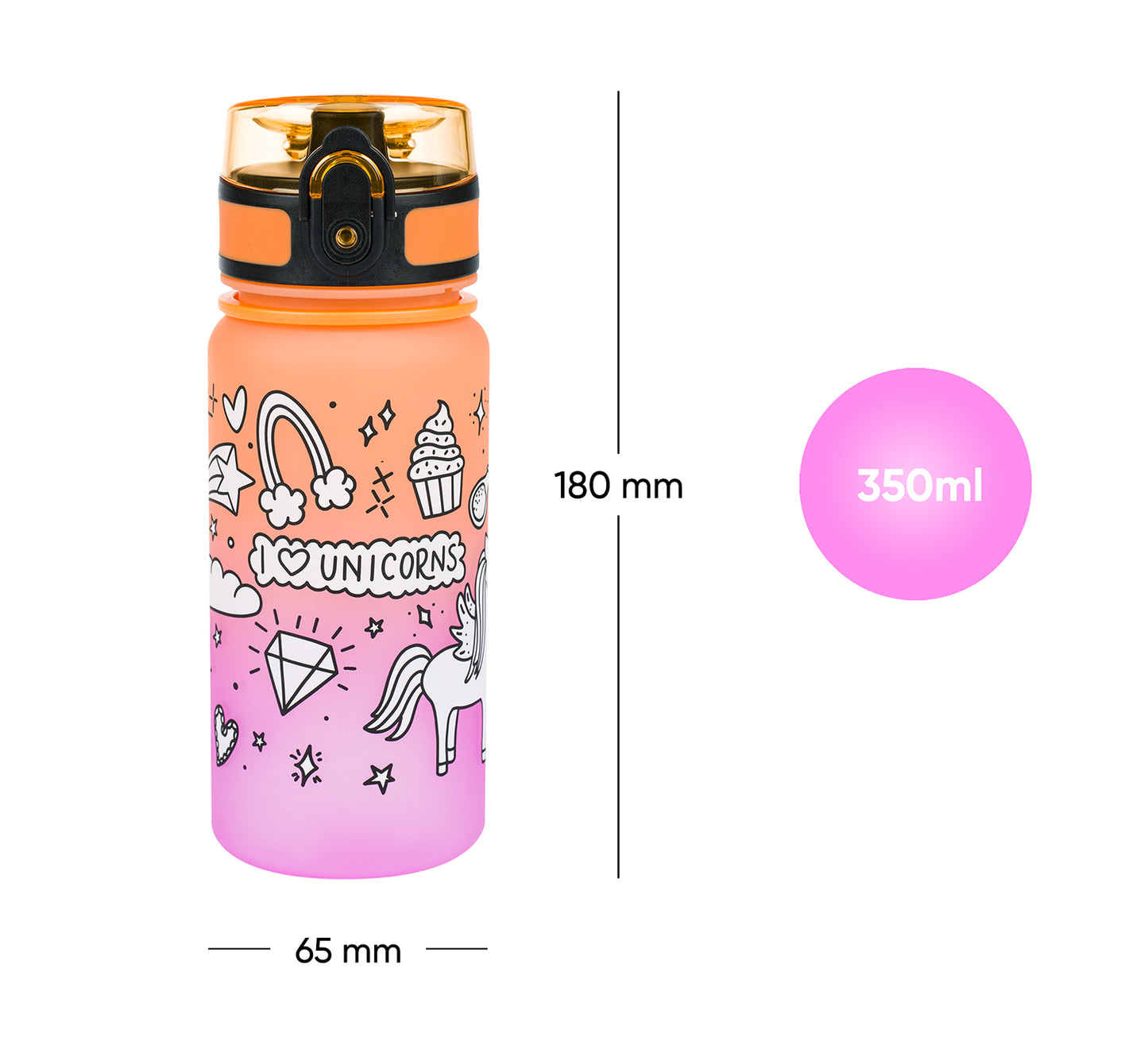 Butelka z tritanu Gradient Jednorożec, 350 ml