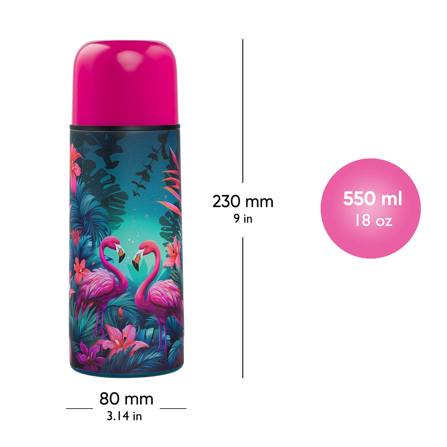 Termobutelka Flamingi, 550 ml