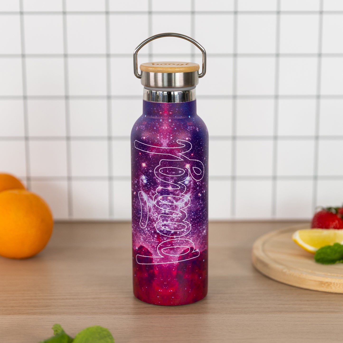 Termobutelka z bambusowym wieczkiem Galaxy, 500 ml