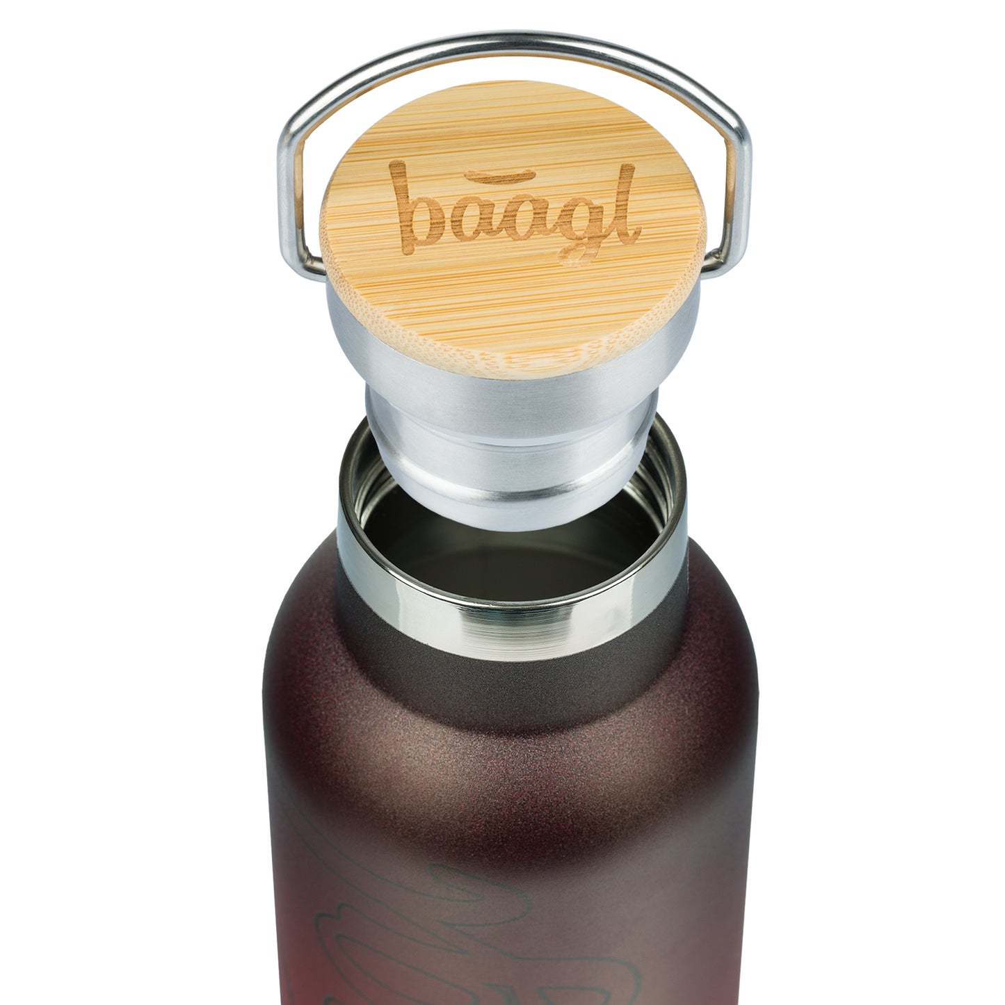 Termobutelka z bambusowym wieczkiem Gradient Czerwony, 500 ml