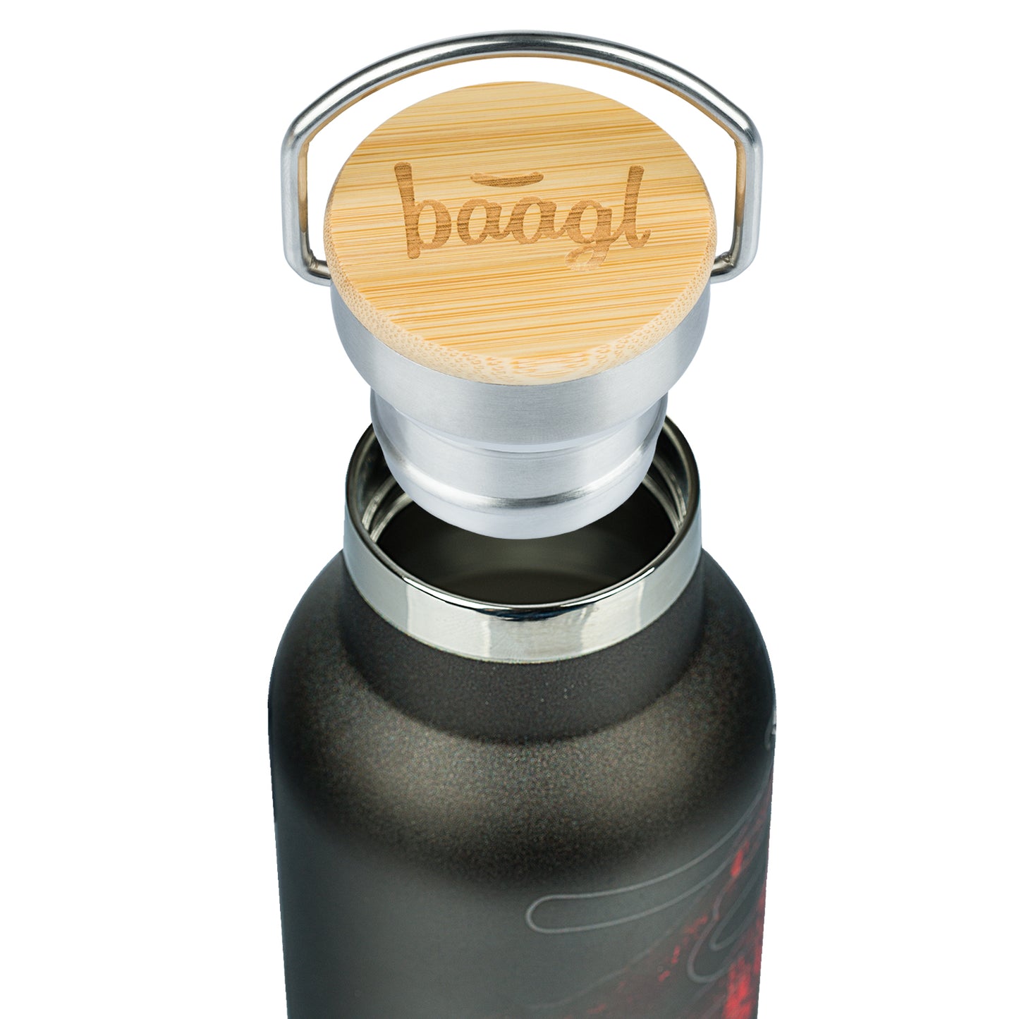 Termobutelka z bambusowym wieczkiem Lawa, 500 ml