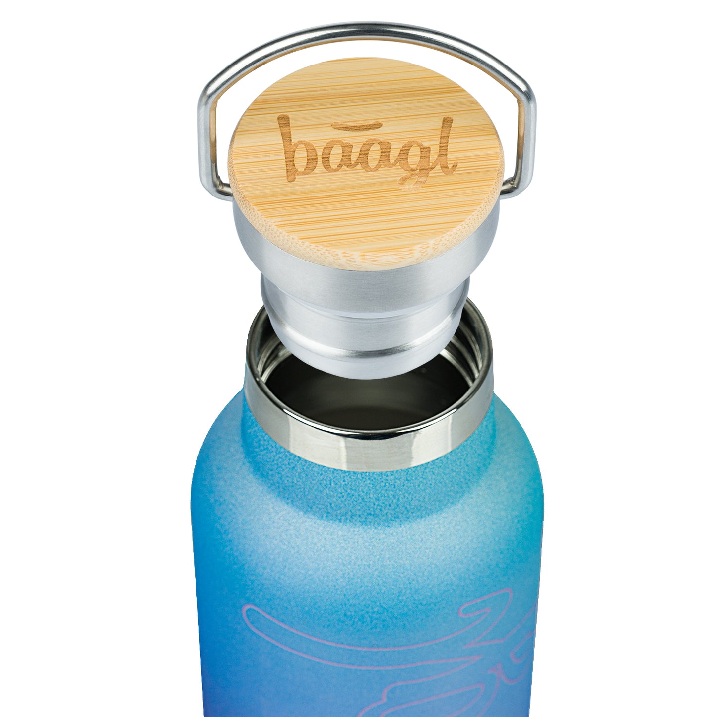 Termobutelka z bambusowym wieczkiem Gradient Niebieski, 500 ml