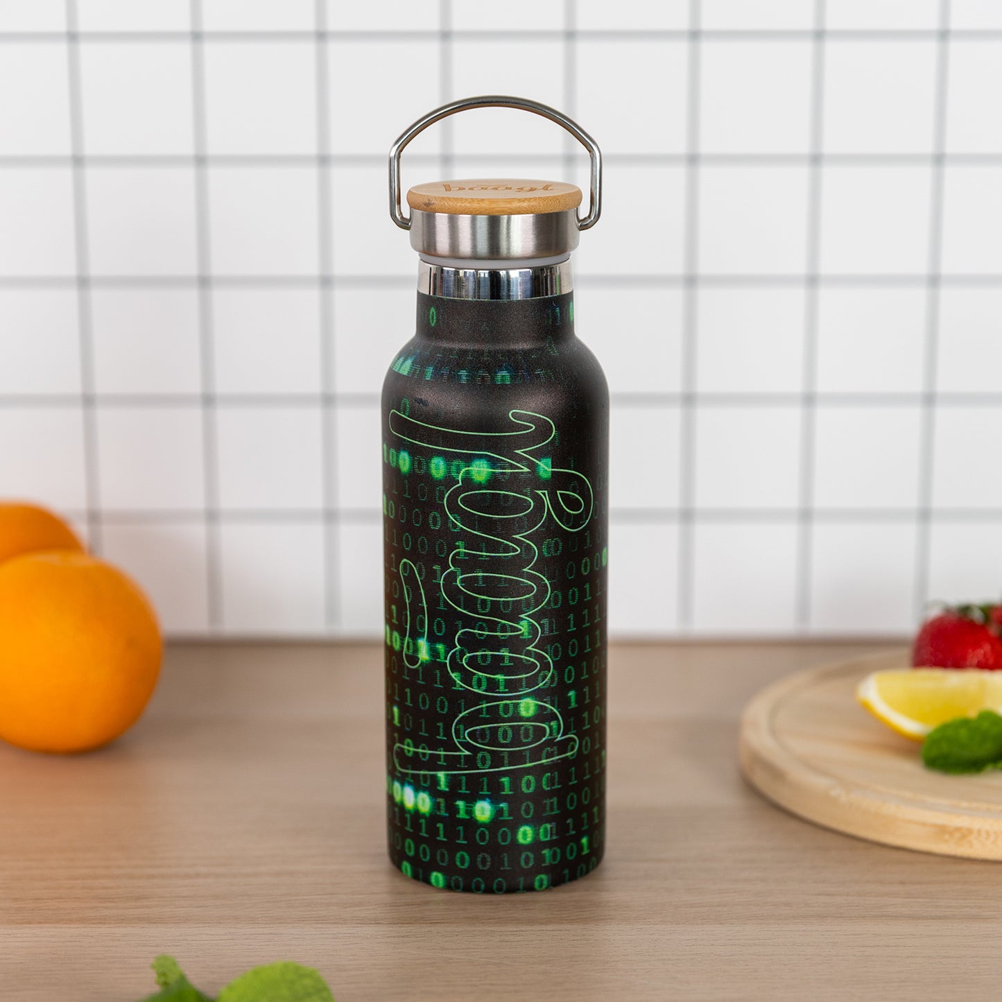 Termobutelka z bambusowym wieczkiem Numbers, 500 ml