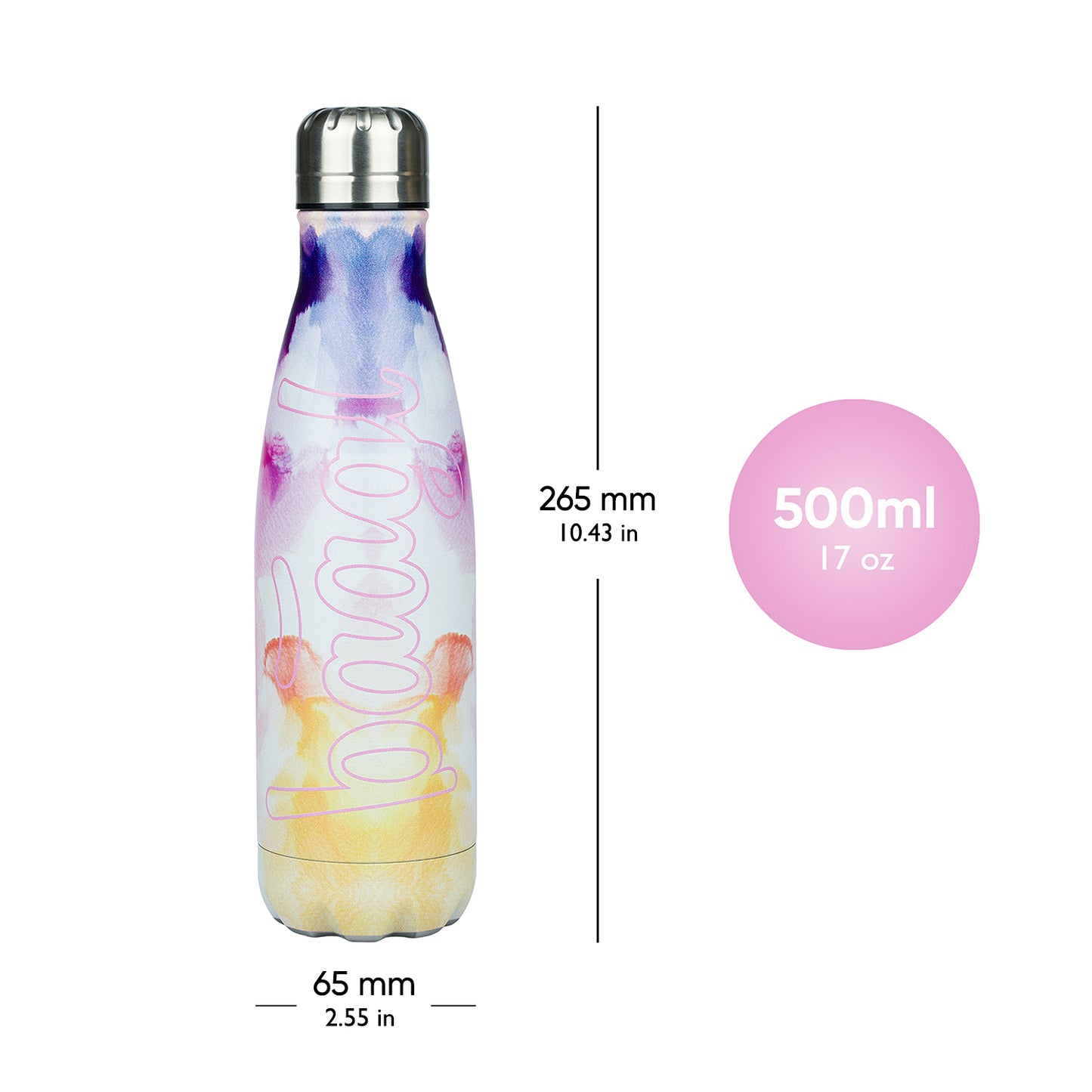 Termobutelka z metalowym wieczkiem Painting, 500 ml