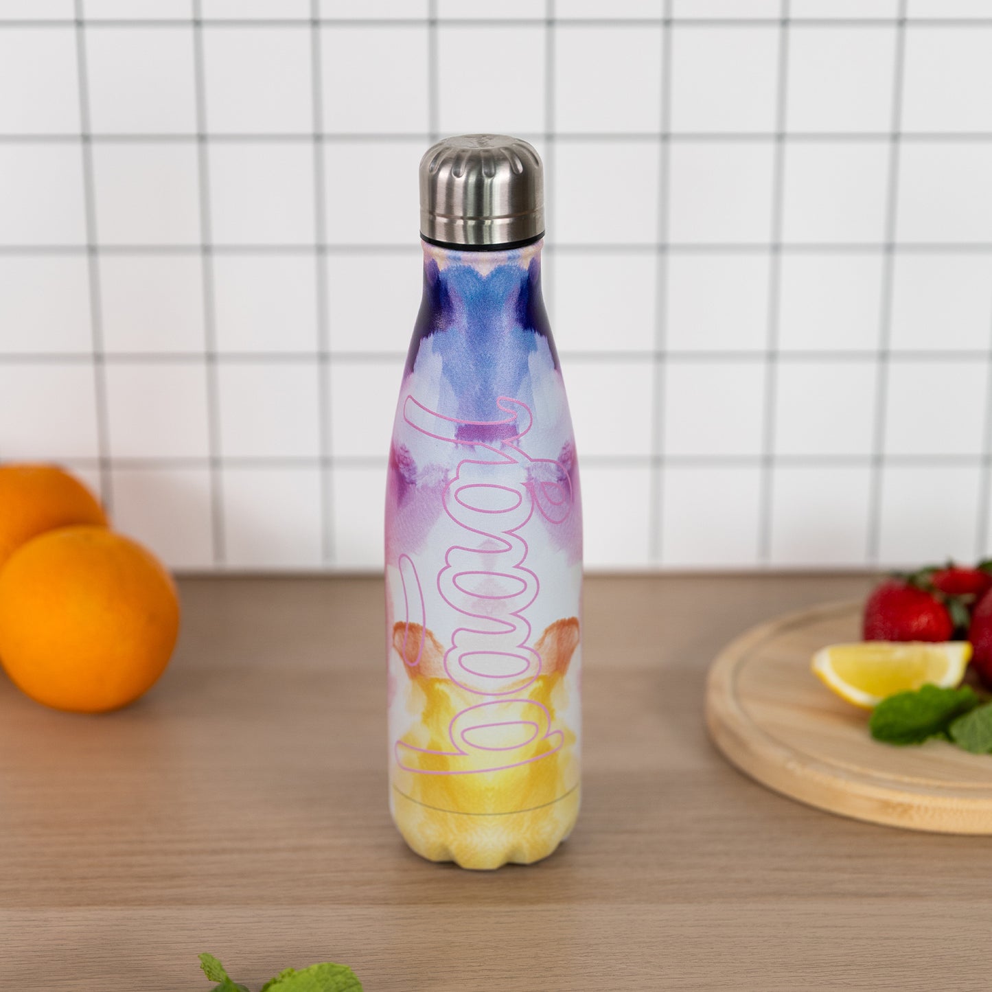 Termobutelka z metalowym wieczkiem Painting, 500 ml