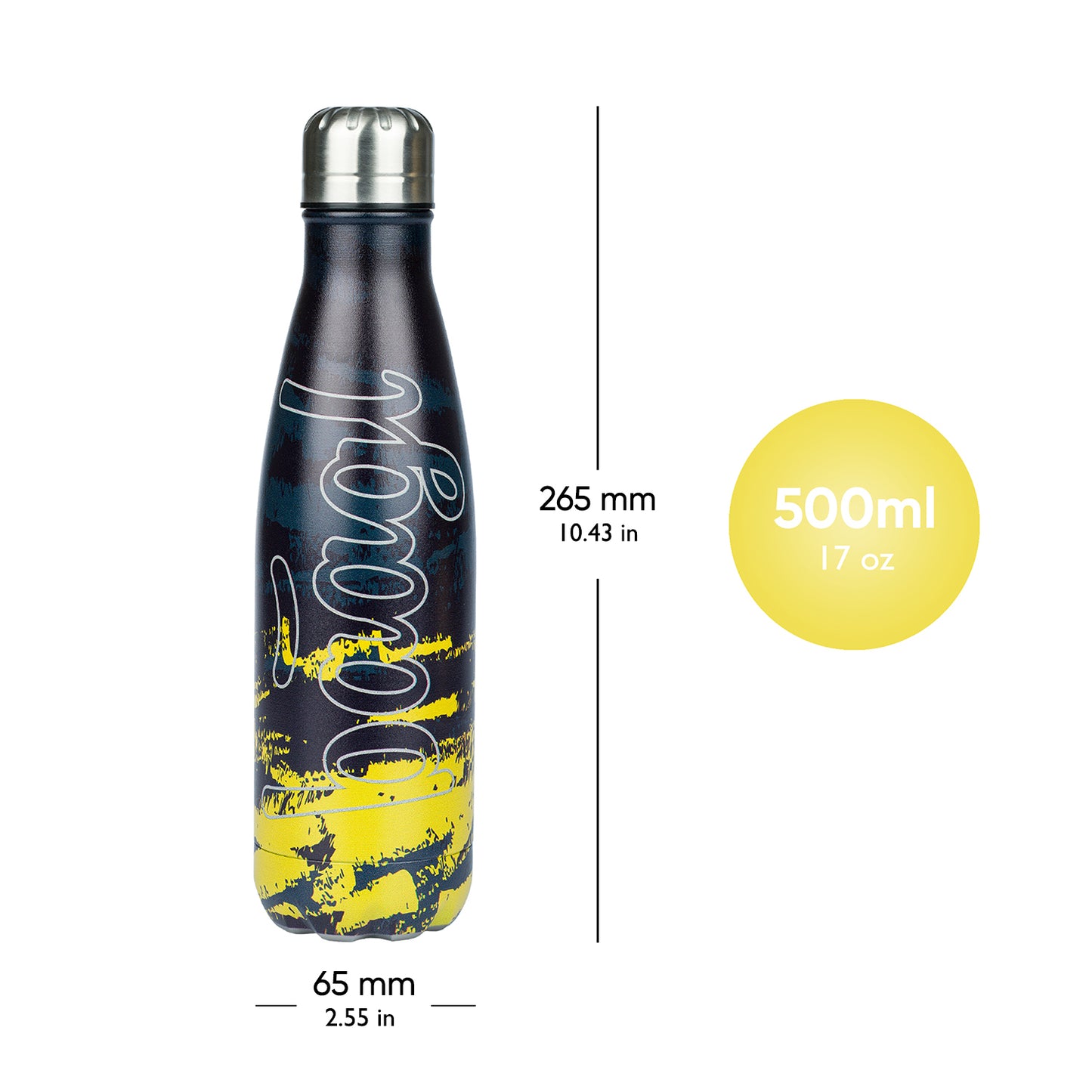 Termobutelka z metalowym wieczkiem Dune, 500 ml