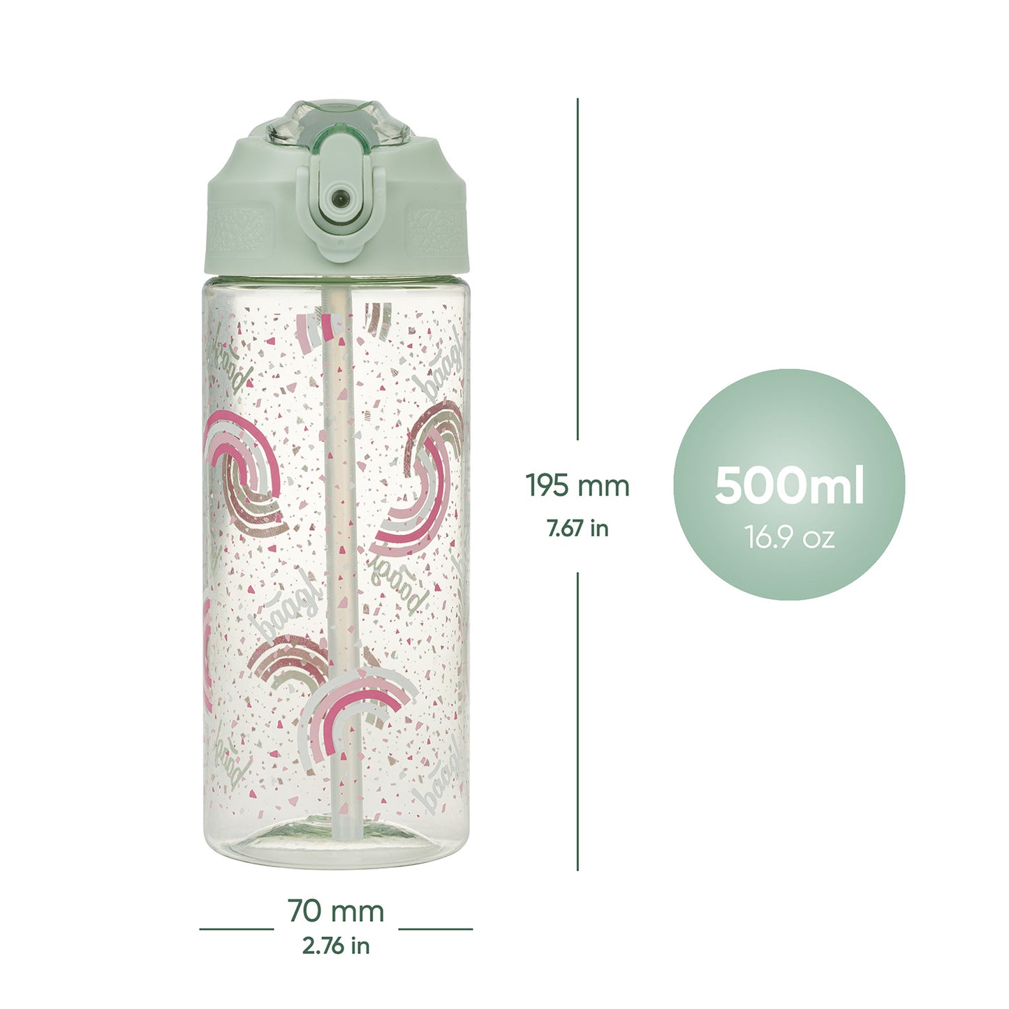 Butelka Tritanowa Ze Słomką Tęcza, 500 ml