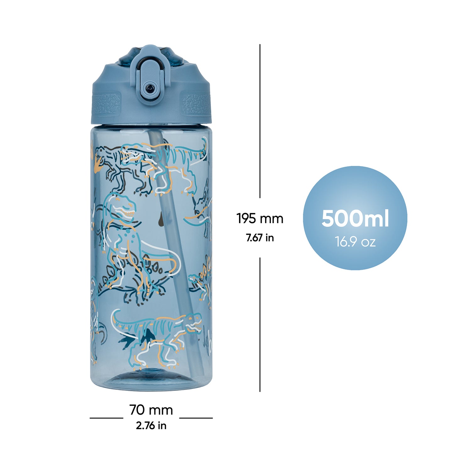 Butelka Tritanowa Ze Słomką Dino, 500 ml