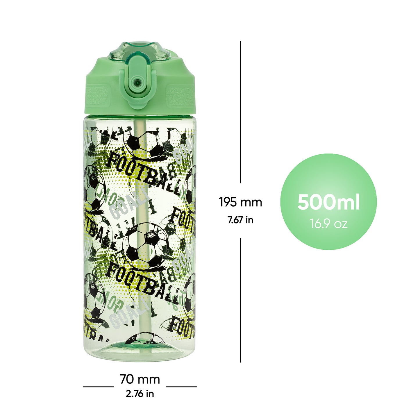 Butelka Tritanowa Ze Słomką Piłka nożna, 500 ml