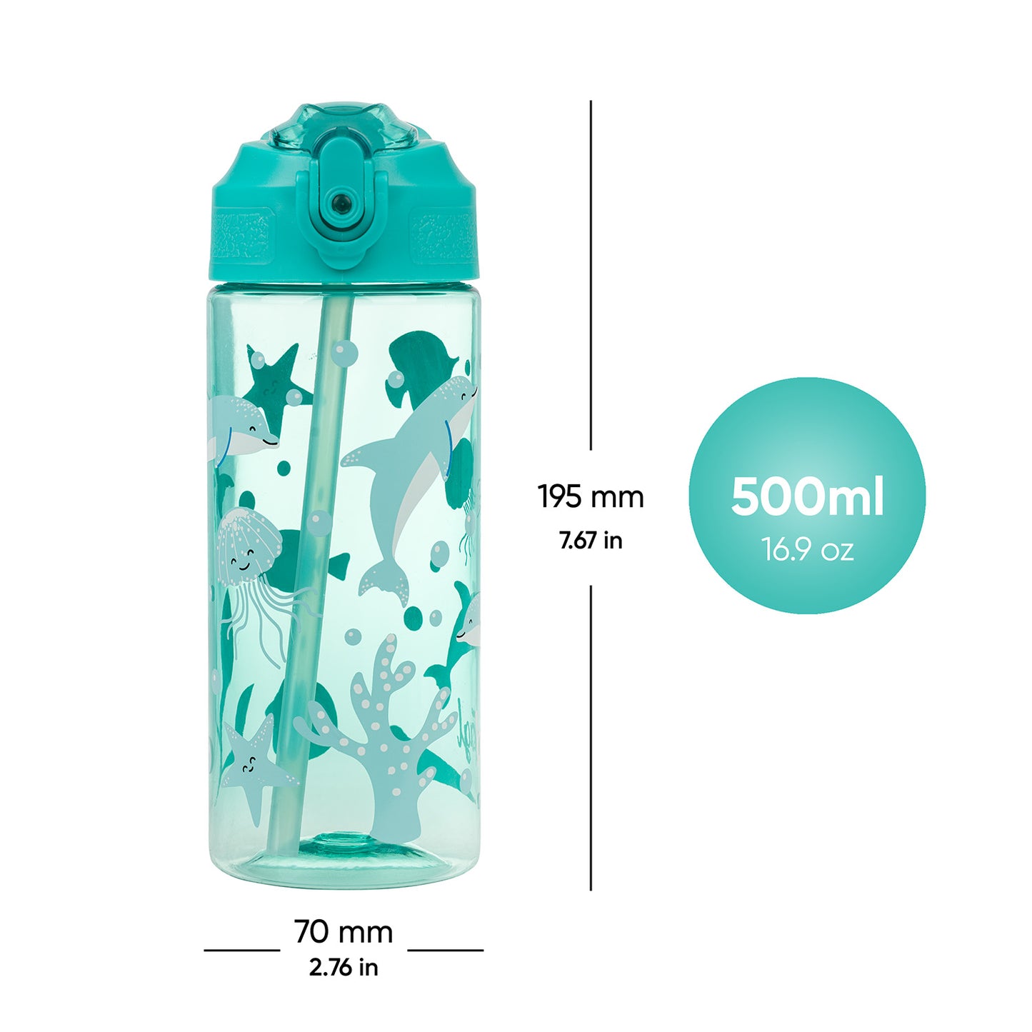 Butelka Tritanowa Ze Słomką Delfin, 500 ml