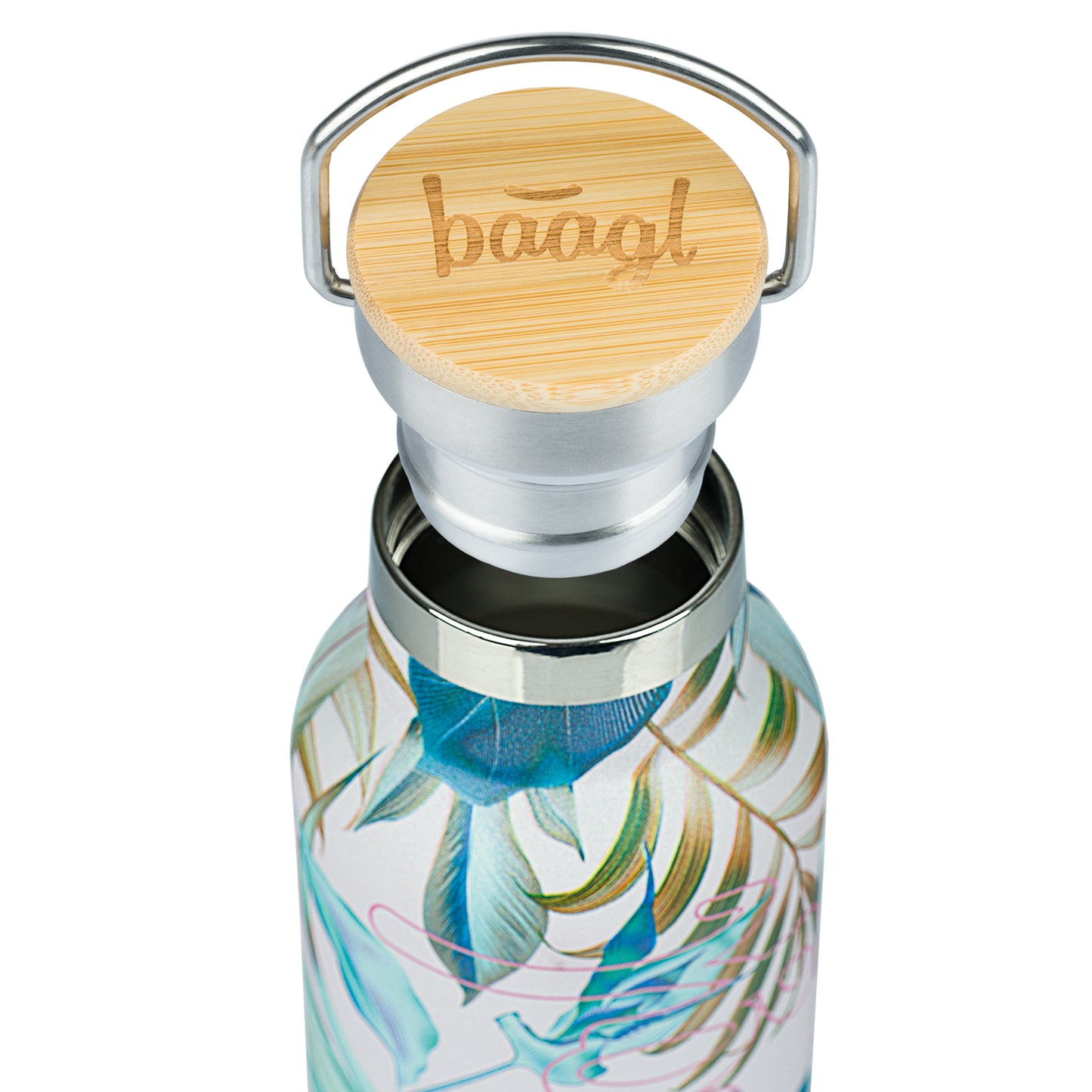 Termobutelka z bambusowym wieczkiem Leafs, 500 ml