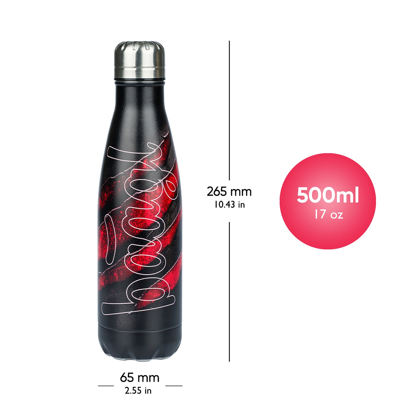 Termobutelka z metalowym wieczkiem Lawa, 500 ml