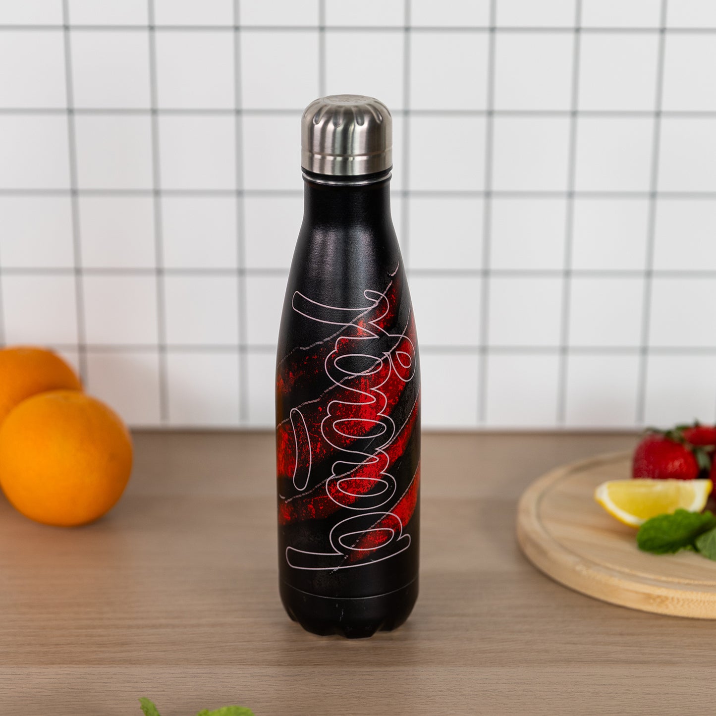 Termobutelka z metalowym wieczkiem Lawa, 500 ml