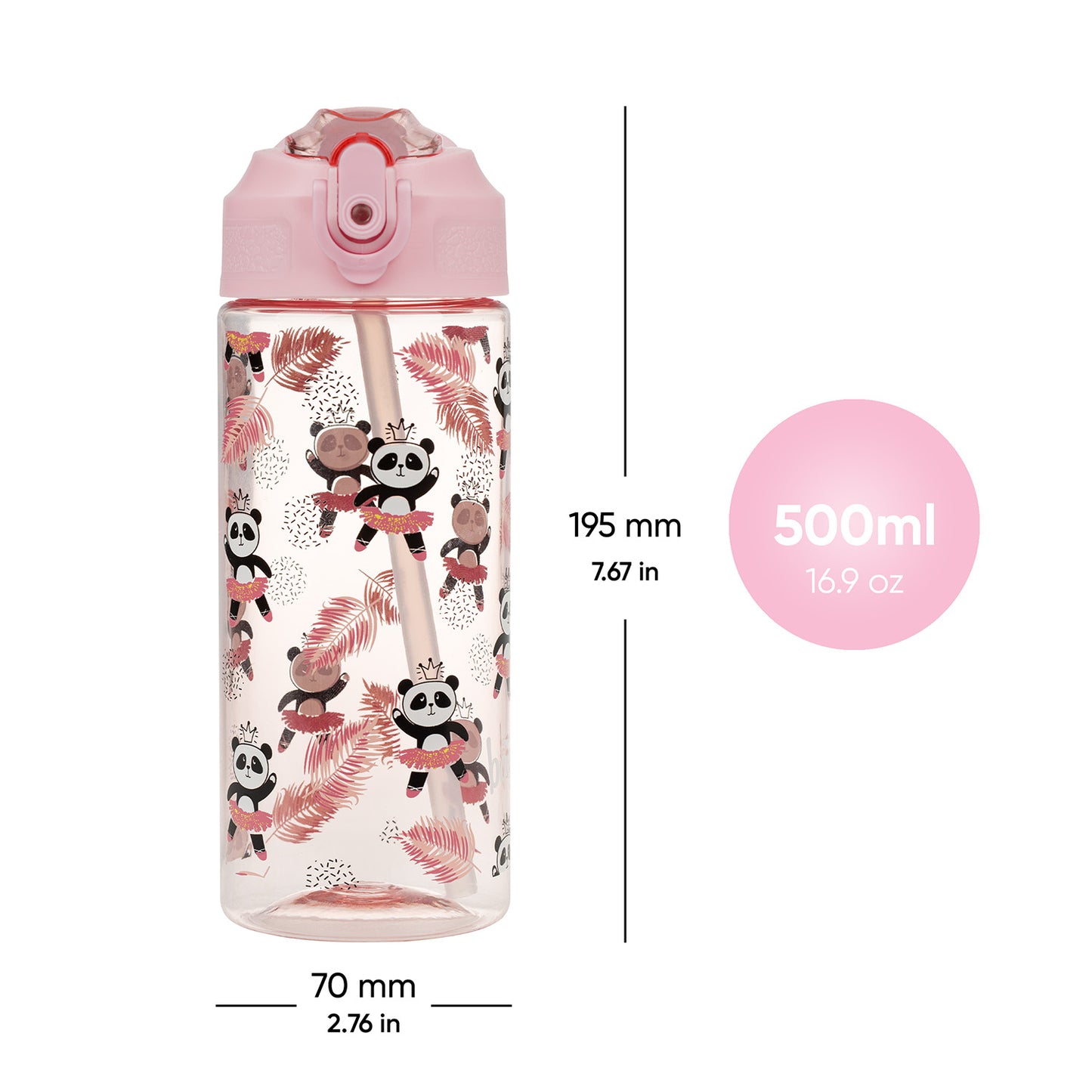 Butelka Tritanowa Ze Słomką Panda, 500 ml