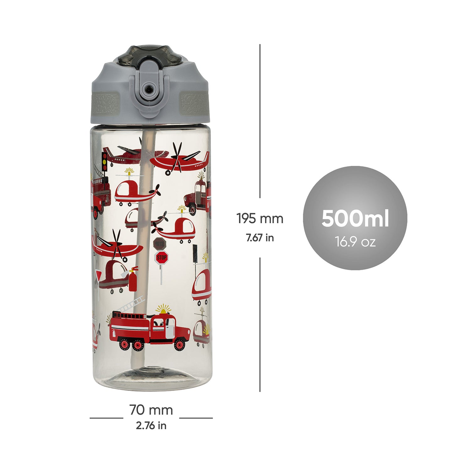 Butelka Tritanowa Ze Słomką Ratownicy, 500 ml