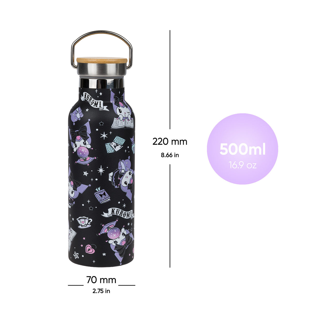 Termobutelka z bambusowym wieczkiem Fortune Dream, 500 ml