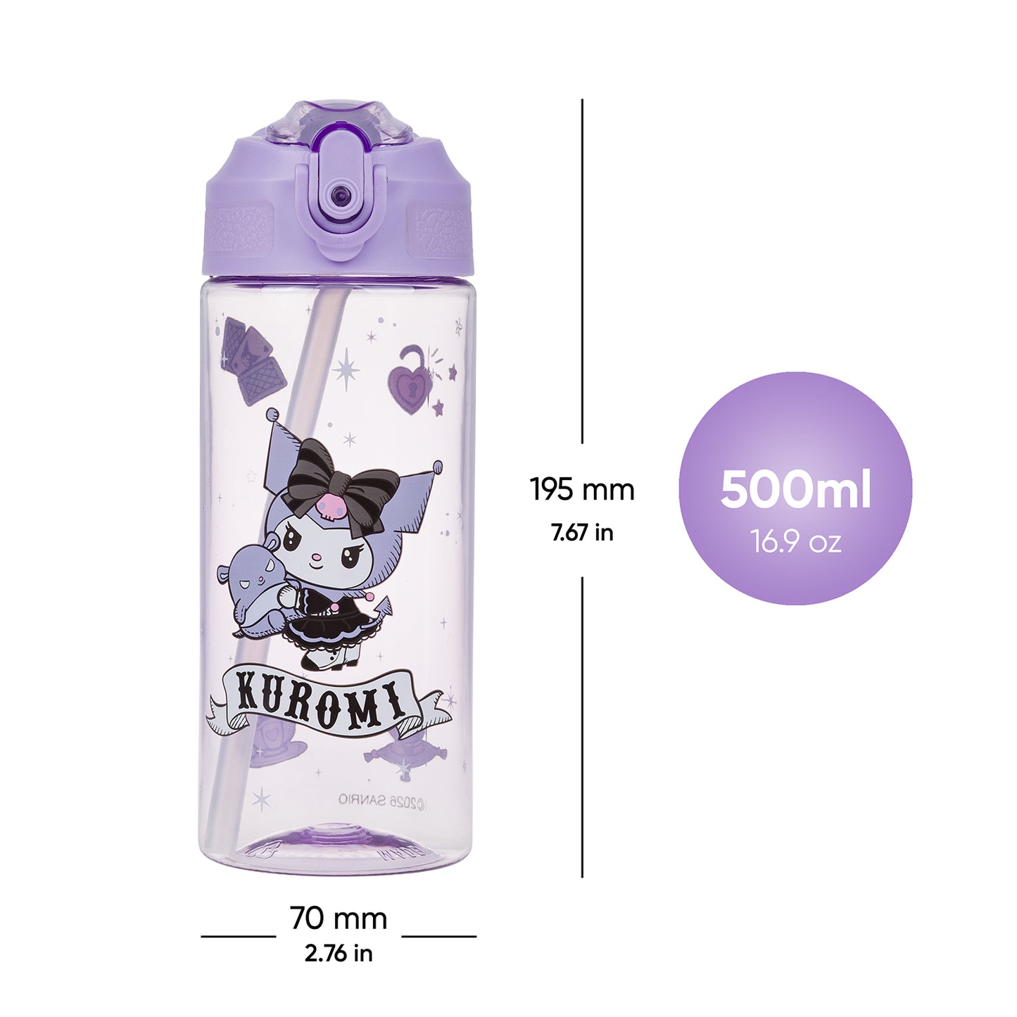 Butelka Tritanowa Ze Słomką Kuromi Fortune Dream, 500 ml