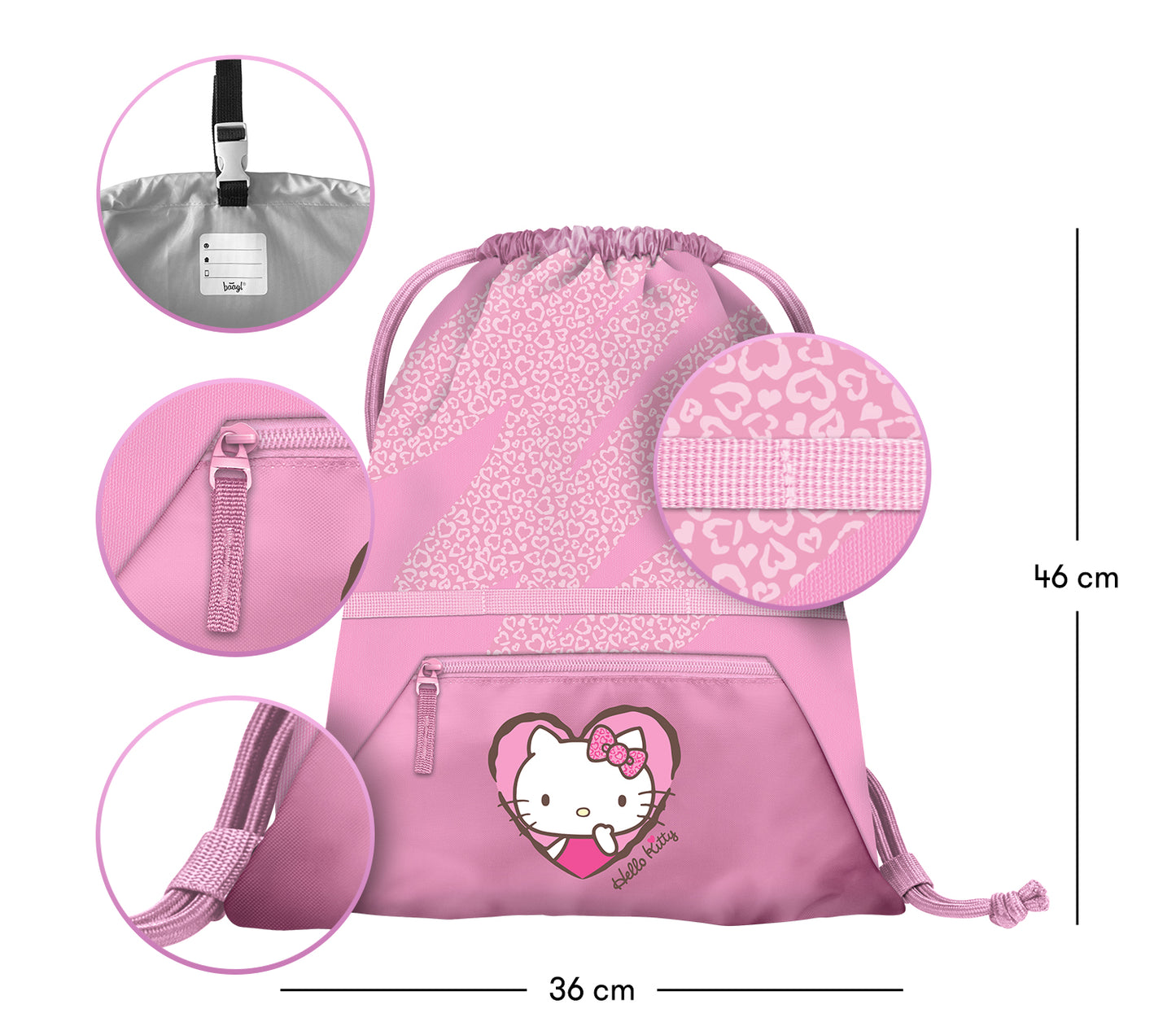 Worek z kieszonką Hello Kitty Sweet Leopard