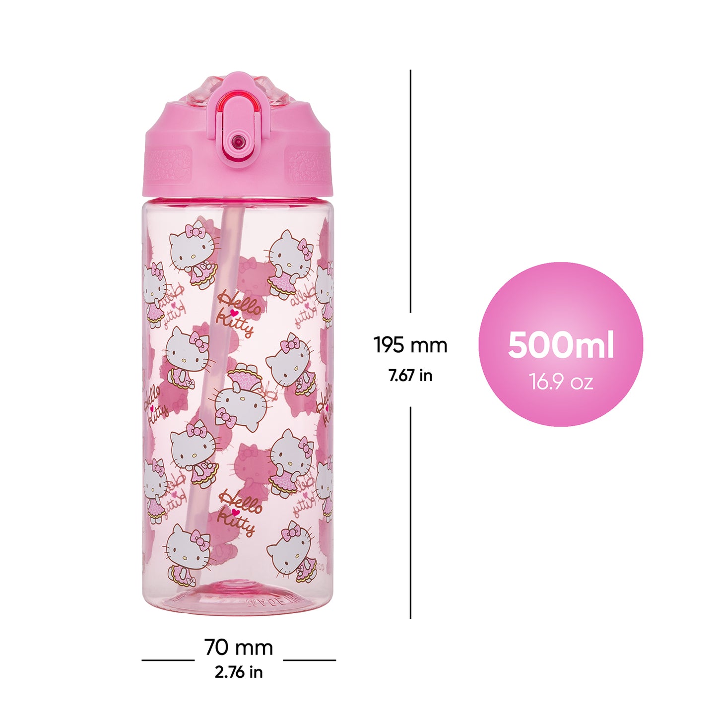 Butelka Tritanowa Ze Słomką Hello Kitty Sweet Leopard, 500 ml
