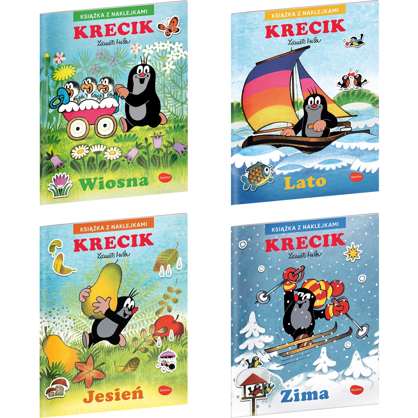 Zestaw KRECIK & PORY ROKU –  Cztery książki z naklejkami